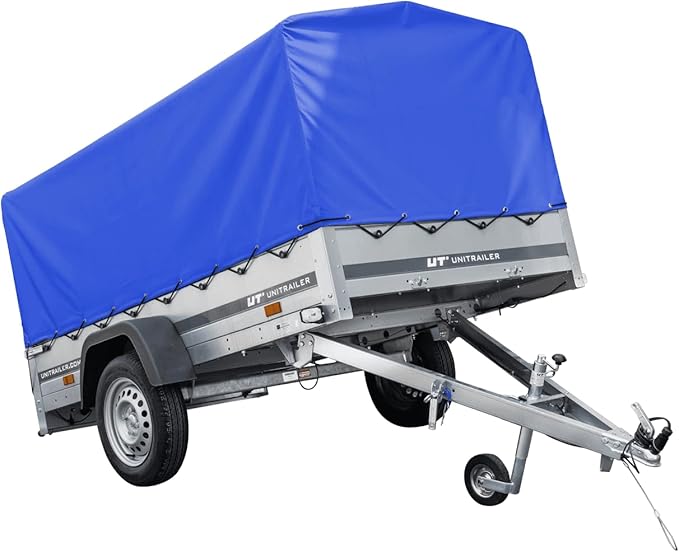 UNITRAILER Garden Trailer 230 KIPP mit Stützrad, blauer Hochplane und Hochspriegel